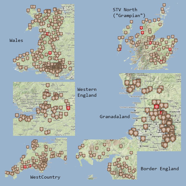 UK areas that have switched to digital-only transmission