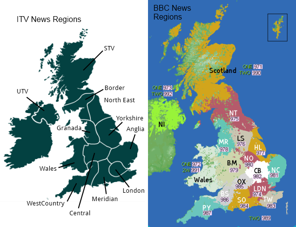 BBC and ITV regional news areas