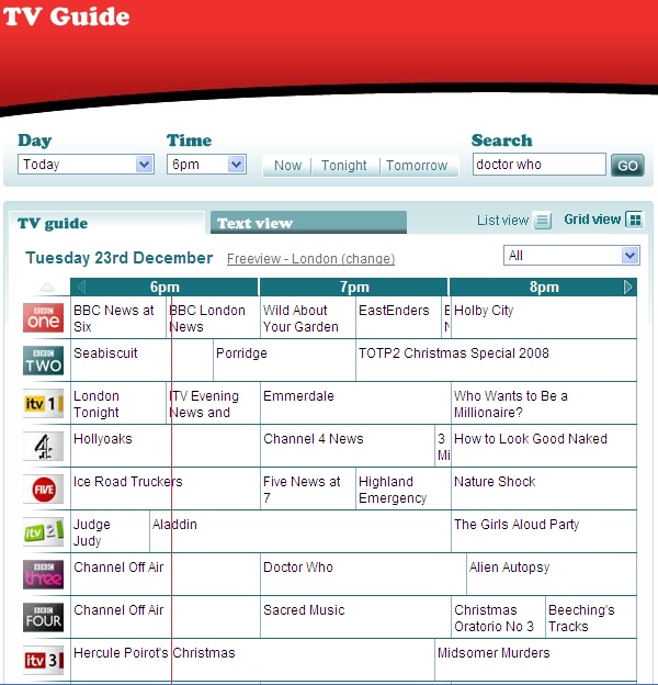 A Freeview Christmas present - a free online TV guide | free and easy